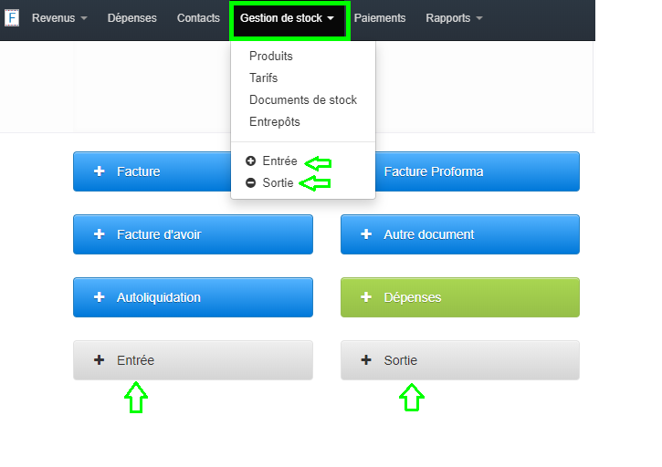 Facturation Raccourcis Gestion Stock Bon Entrée Sortie