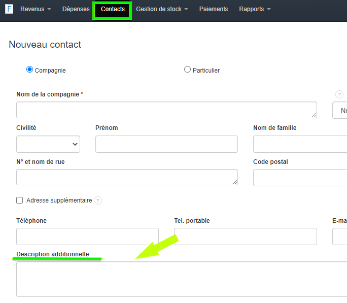 Gestion Contact Facturation 