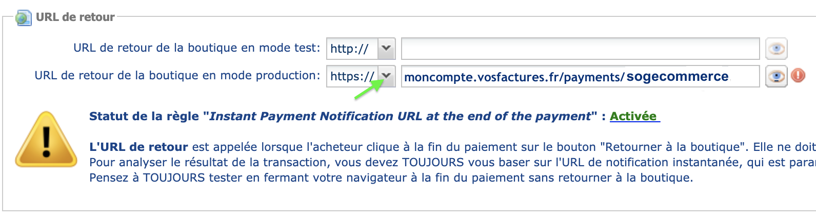 Factures Paiement en ligne Sogecommerce Configuration