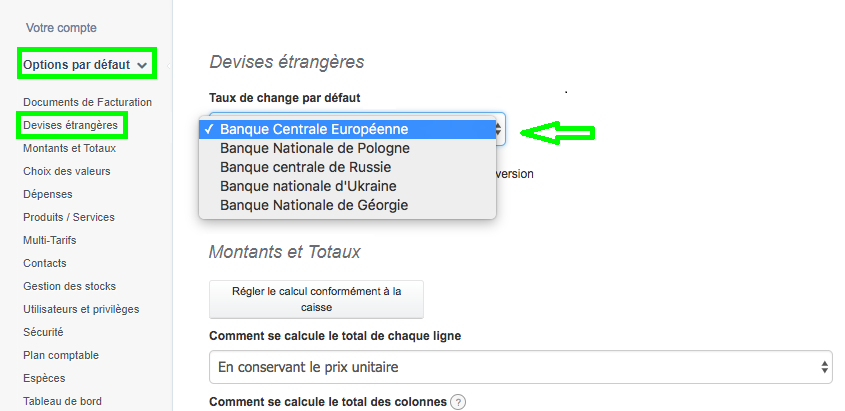 Facture en Devise Etrangère Taux Officiels VosFactures.fr