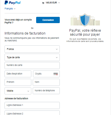 Facturation Paiement en Ligne PayPal Facture Formulaire Règlement Intégration