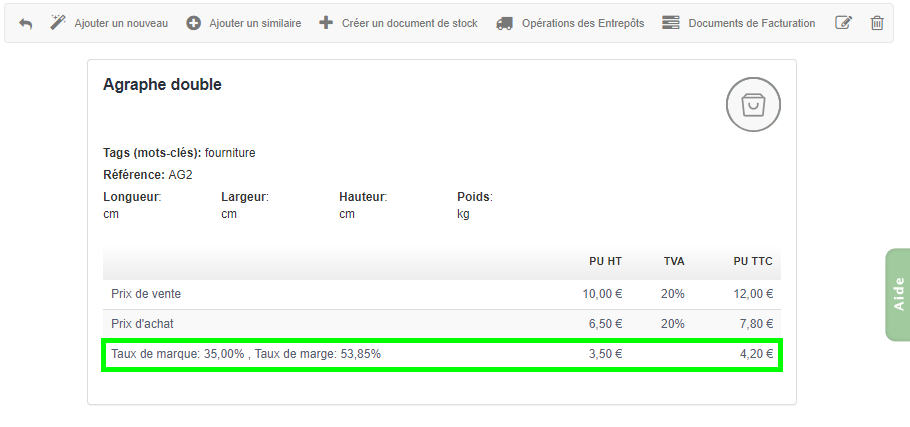 Facturation Rapport Marge Produit Stock Article CA