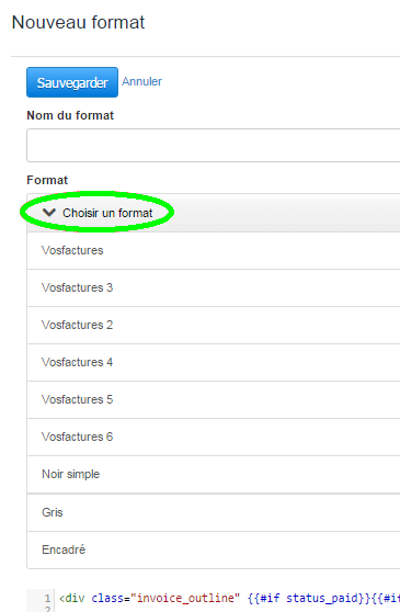 Ajout Format Paramètres Comptes VosFactures Personnalisation Facturation 