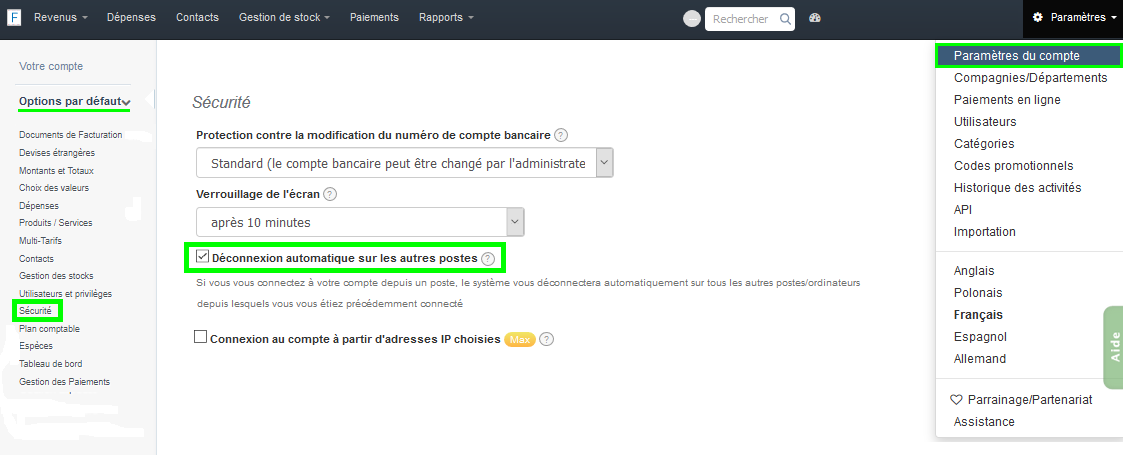 Logiciel Sécurisé Déconnexion SImple Facturation VosFactures