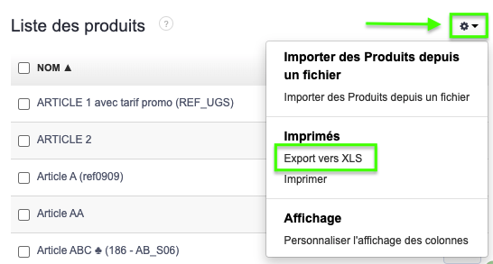 Catalogue Articles Produits Services Gestion de stock 
