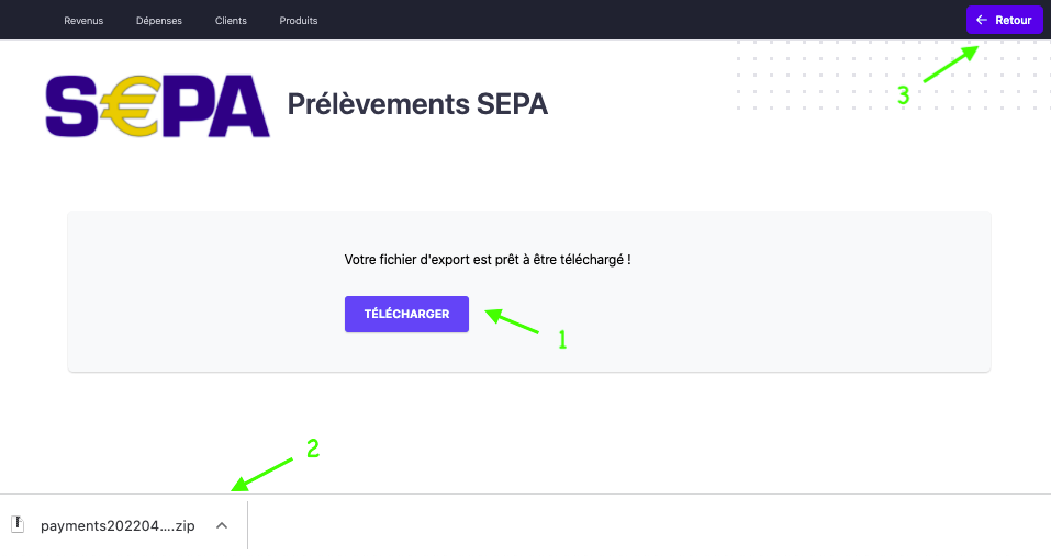 Générer fichier de prélèvement SEPA depuis facture 