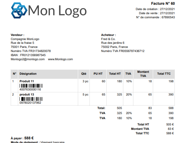 Logiciel ERP Facturation Produit Stock Codes barres Facture