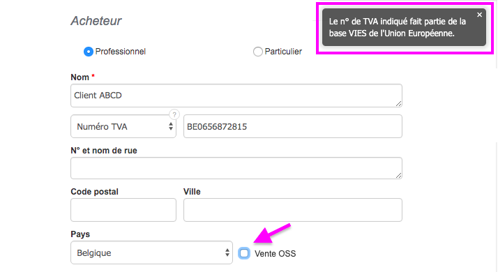 Vérification automatique numéro TVA intracommunautaire Facturation 