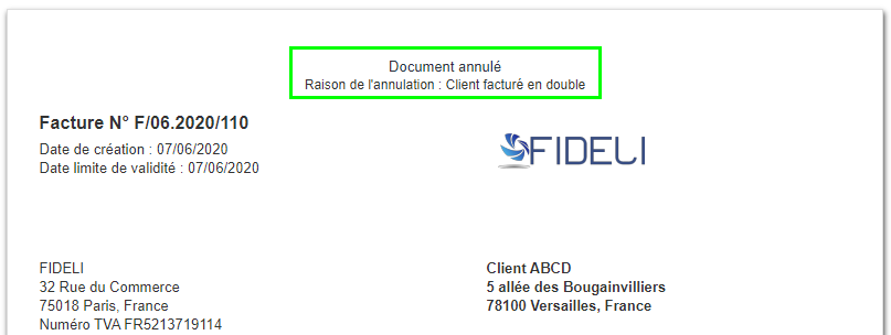 Annulation Document Annuler Facture Tout type de Document VosFactures.fr