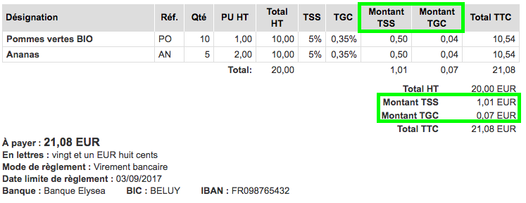 Facturer Avec Deux Taxes Montant Taxes TGC TSS DOM TOM Facturation Facile Utile