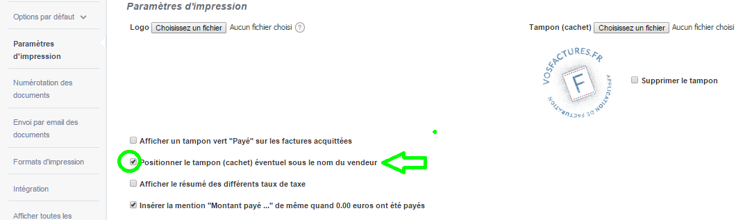Signature Nom du Vendeur Ajouter Cachet Facturation en Ligne VosFactures.fr