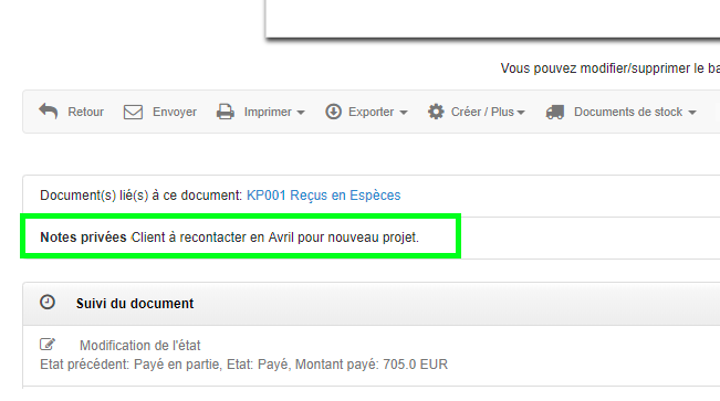 Ajout Notes Privées Visible par Auteur Option Utile Facturation VosFactures.fr