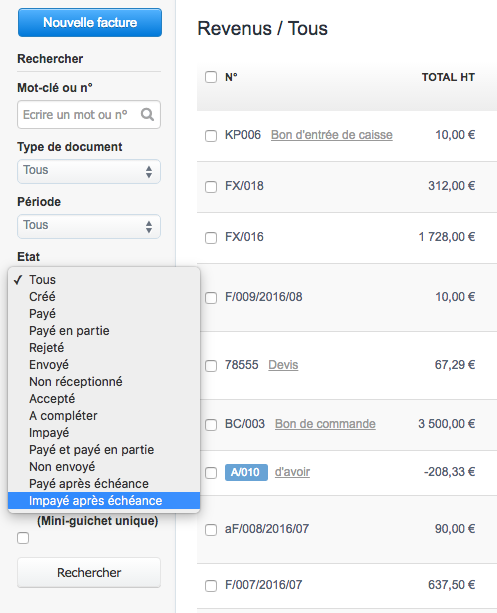 Recherche Facilité Factures En Retard Relances Impayés 