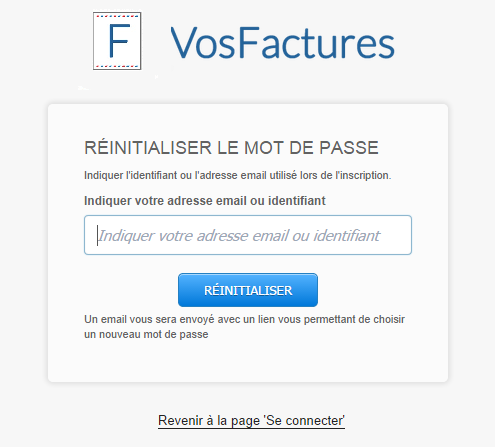Adresse Email Réinitialiser Mot de Passe Compte Factures 