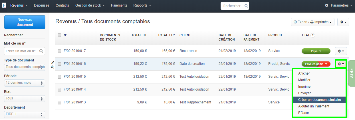 Création Documents Similaire Copier Coller Facturation Facture VosFactures