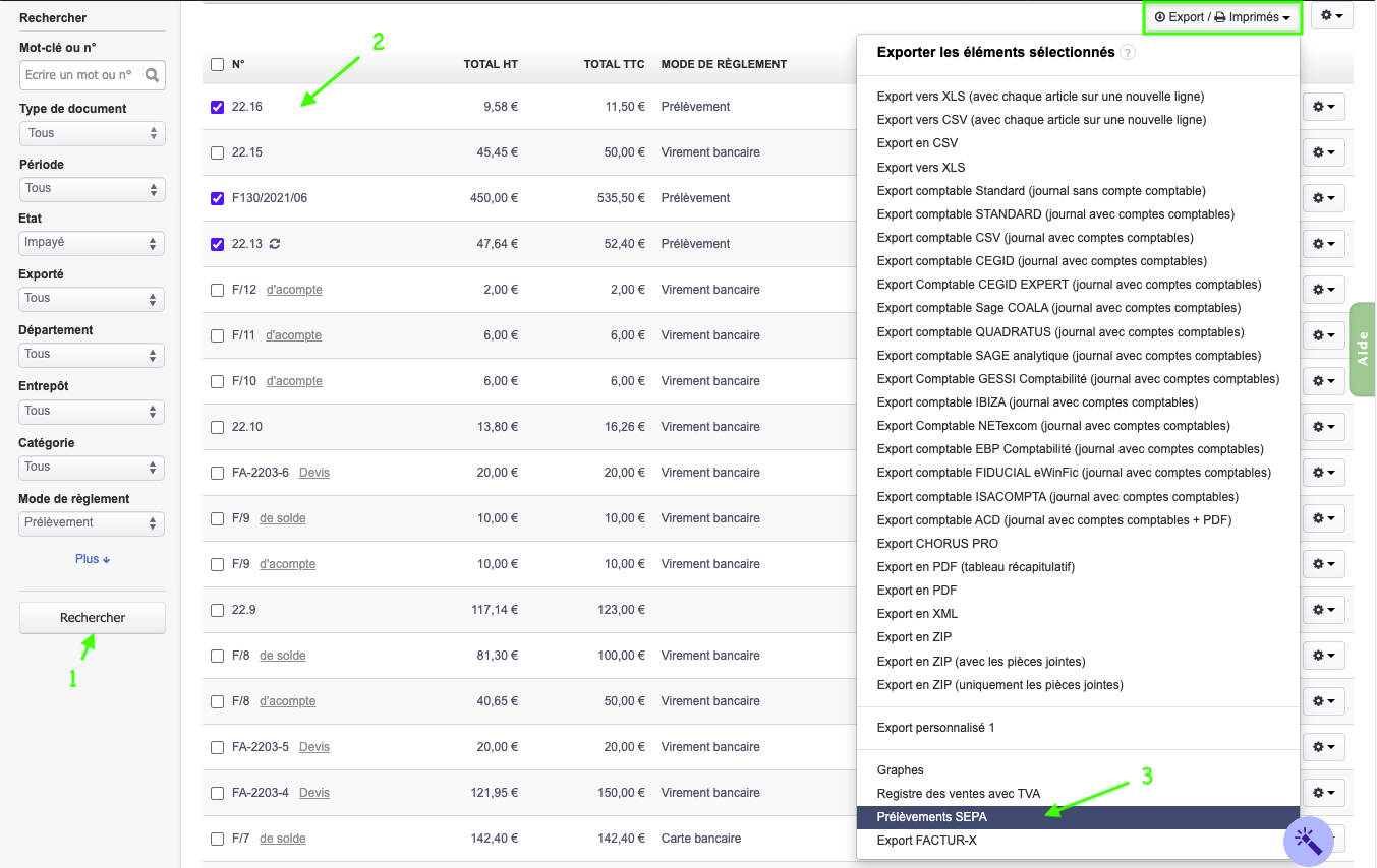 factures prélèvement sepa banque