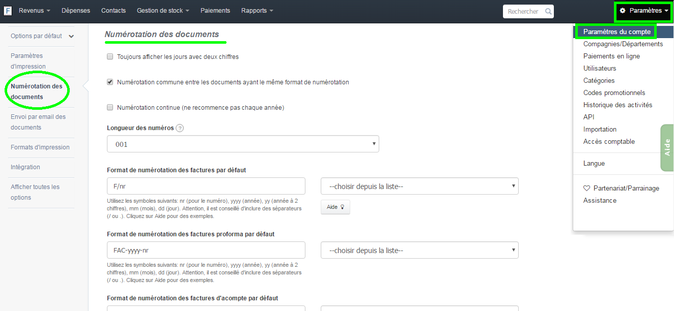 Factures Facturation Numérotation Automatique Commune