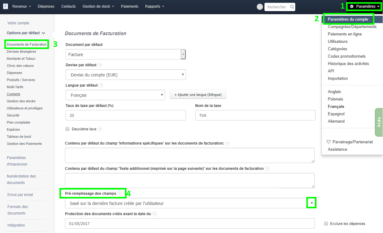 Creation Rapide Facture Pré-Remplissage Facilité Facturation VosFactures.fr