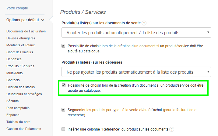Facturation Produit Ajout Dépense Achat