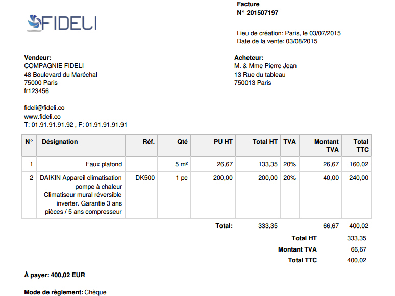 Format Facture par Défaut Exemple CSS Facturation VosFactures.fr