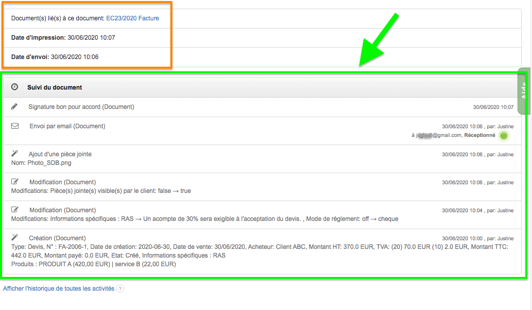 Logiciel Facturation Historique des Activités Suivi Des Documents 