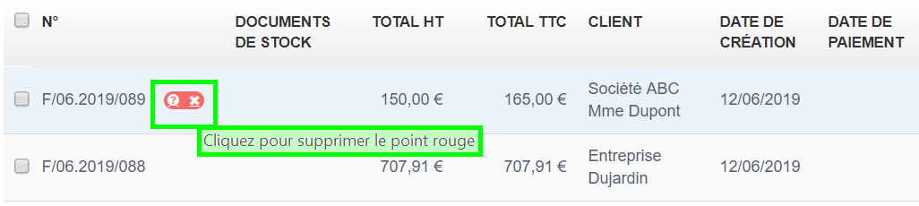 Bouton Rouge, Envoi non reçu non delivré VosFactures.fr