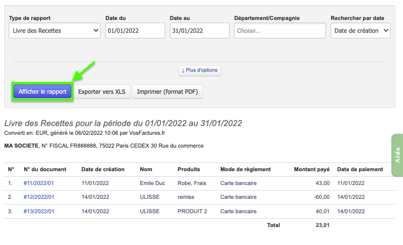 Exemple Livre des Recettes Autoentrepreneur Logiciel de Facturation 