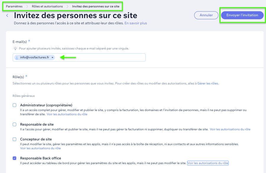 WIX accès technique assistance