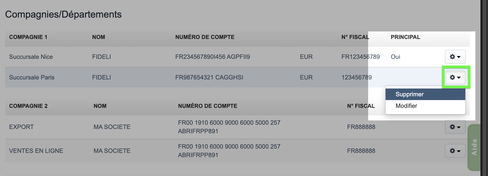 Facturation plusieurs entités 