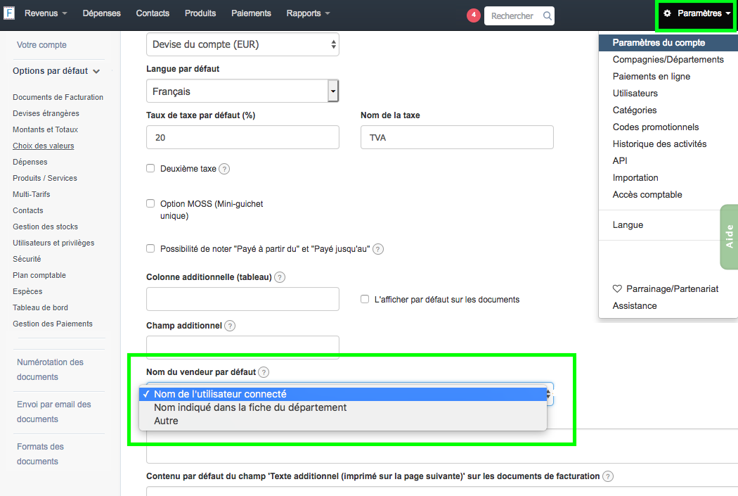 Création Facture Personnalisée Nom du Vendeur Facturation Vosfactures