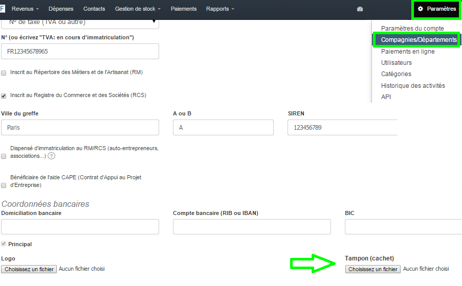 Ajouter Cachet Tampon Facture Cachet Entreprise Personnalisation VosFactures.fr