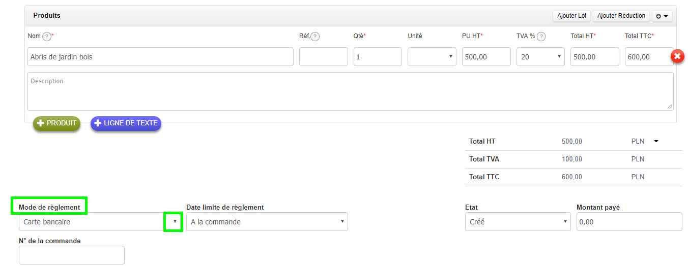 Mode De Règlement Facture Choix Affichage