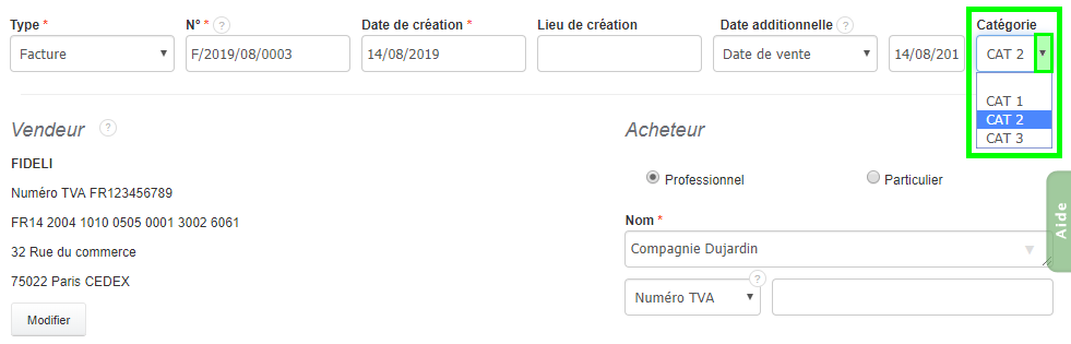 Facturation Catégorie Commercial Revendeur Grossiste Fournisseur