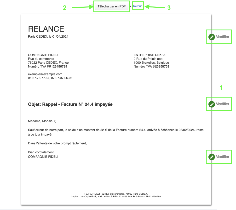 Modèle Relance Simple Facture Impayée