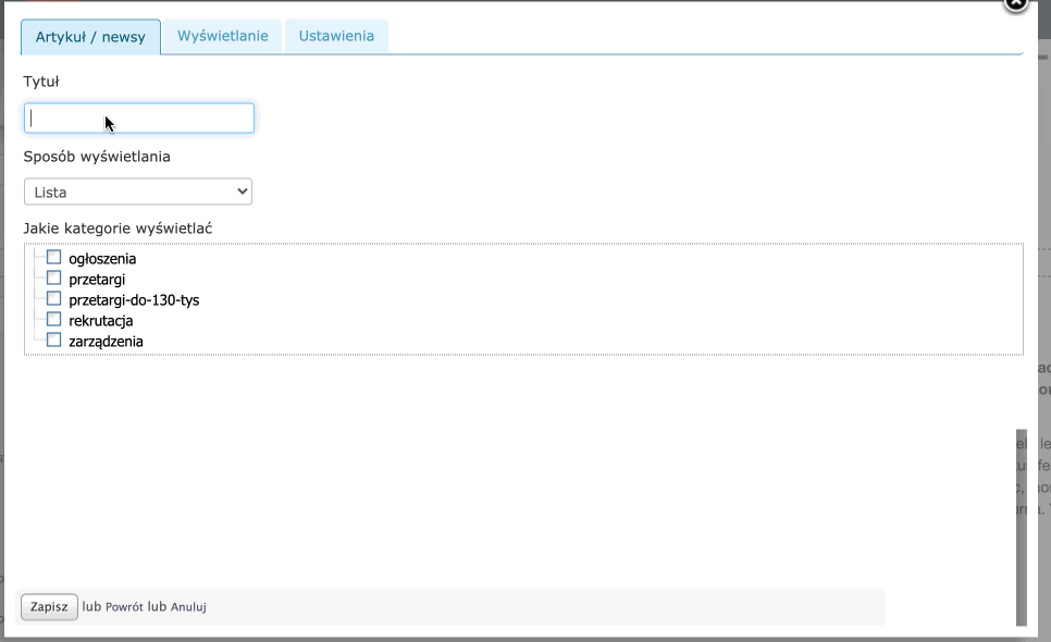 ustawienia paragrafu artykuly