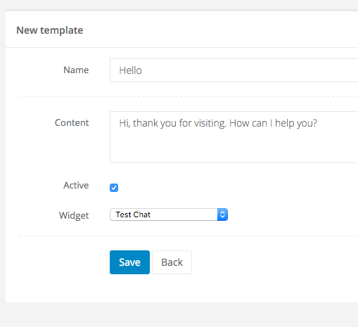 New chat template form