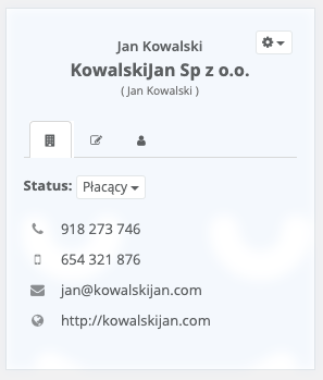 Informacje o kliencie status