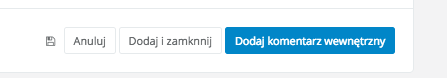 Niebieski przycisk Dodaj komentarz wewnętrzny jaki znajduje się w oknie do wysyłki maila