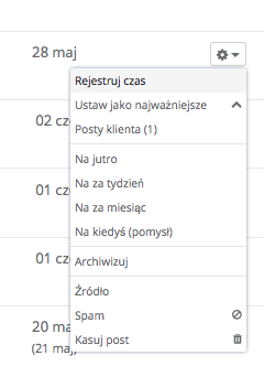 Opcja rejestracji czasu w Sugesterze - skrzynka odbiorcza