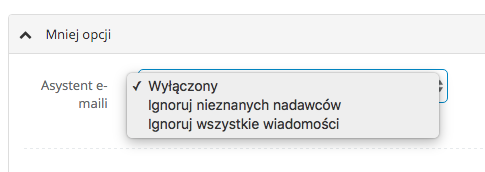 Opcje asystenta e-maili