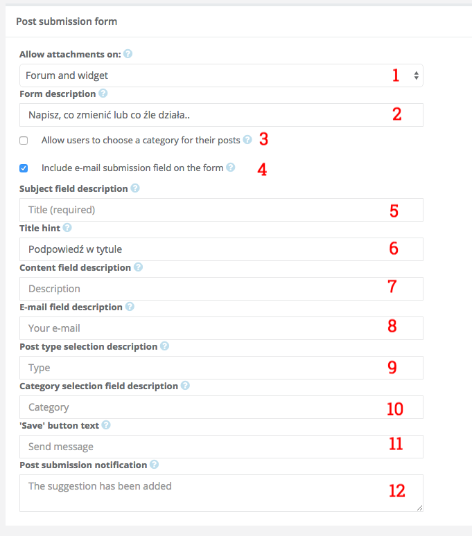 Post submission form