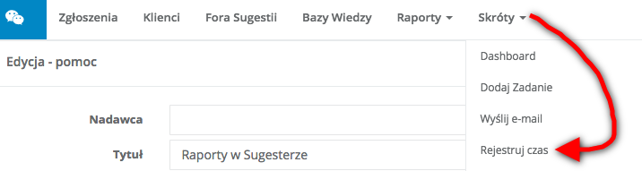 Opcja rejestracji czasu w Sugesterze - skrót