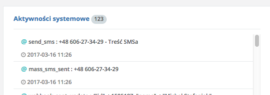 sms aktywnosci na karcie klienta