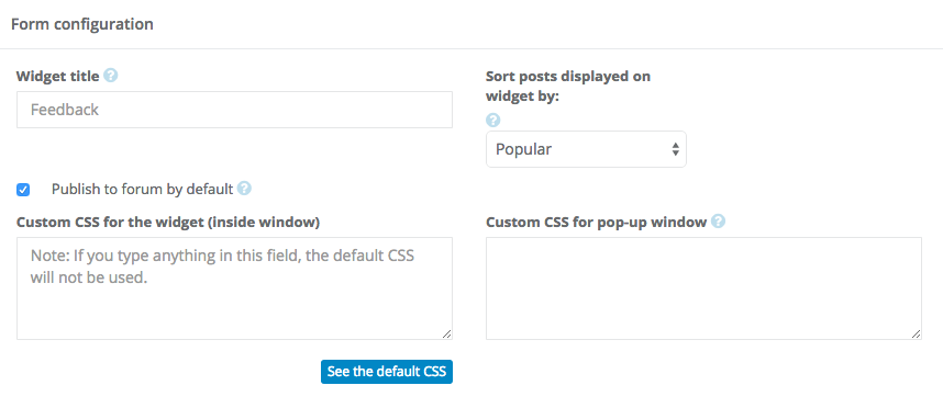 Sugester widget configuration - advanced options