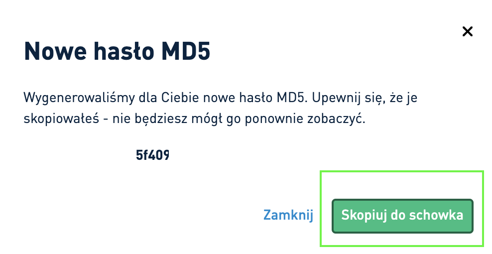 Kopiowanie hasła z panelu smsapi