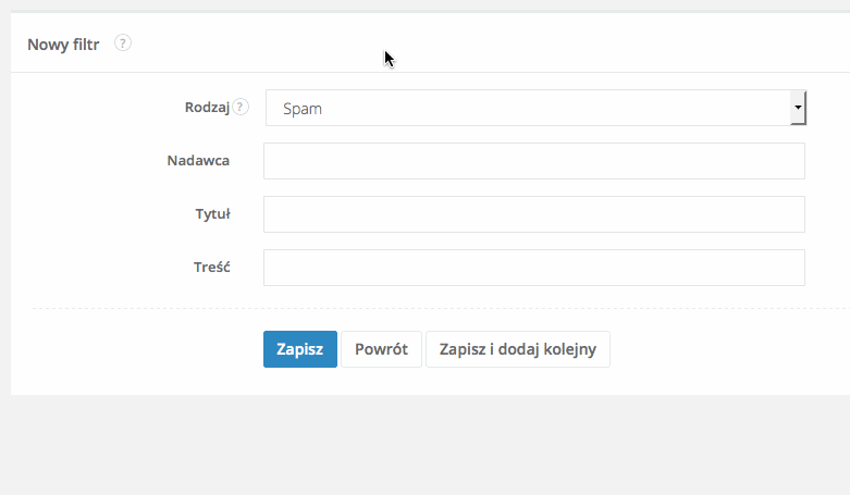 filtr przyporzadkowanie do usera