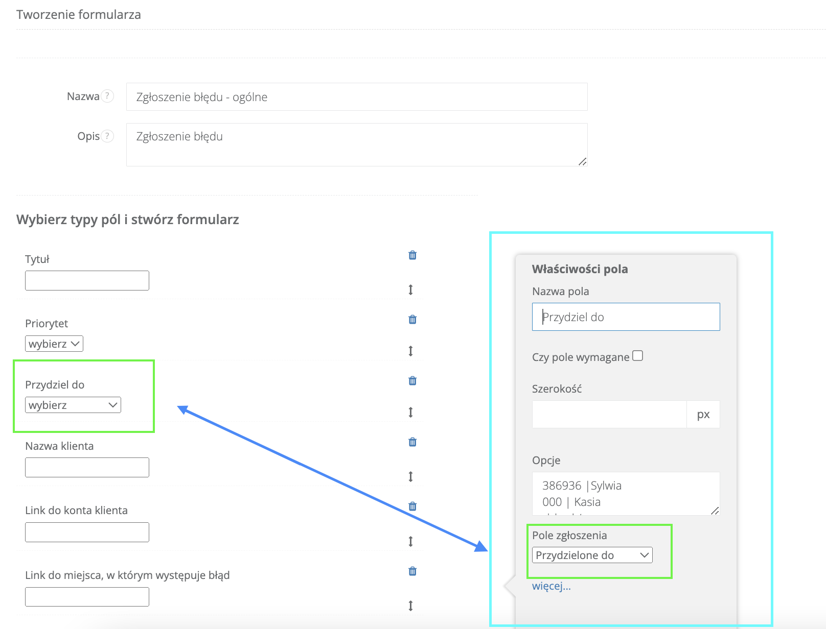mapowanie na zadanie-wlasciwosci pola