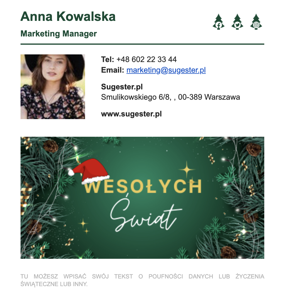 Przykład stopki swiątecznej - santa