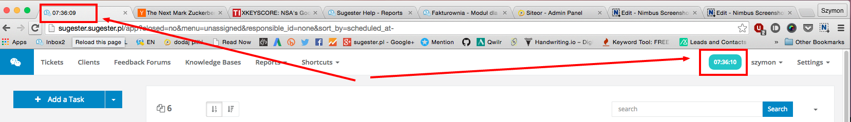 Where the value of the timer is displayed