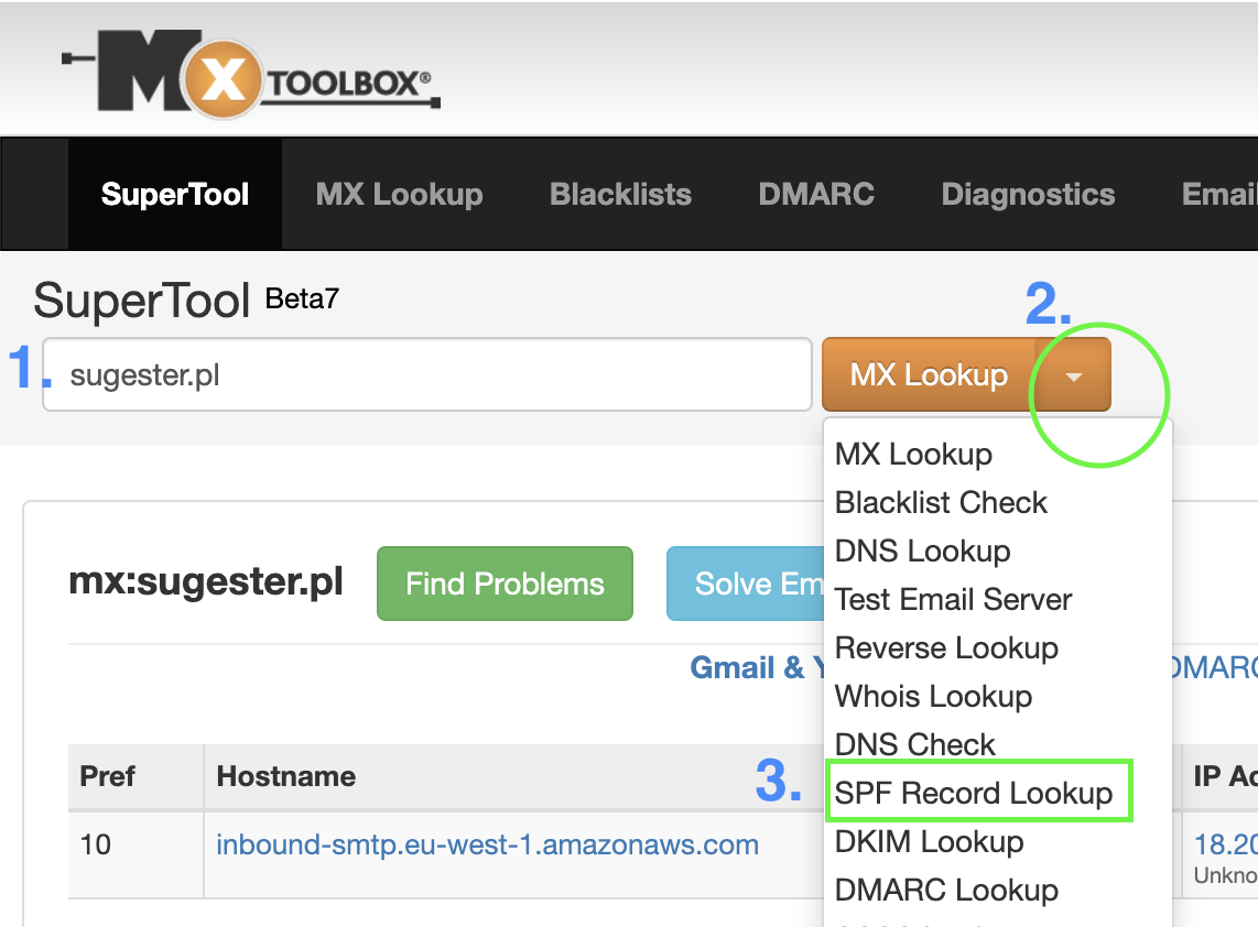 mxtoolbox-sprawdzanie spf
